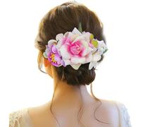 Pulsera para el pelo con 4 peines laterales de metal con flores, pinzas para el pelo con dientes, lazos florales, horquillas, asas, pinzas para el pelo, abrazaderas, traje de nieve para mujer (púrpura