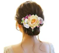 Pulsera para el pelo con 4 peines laterales de metal con flores, pinzas para el pelo con dientes, lazos florales, horquillas, asas, pinzas para el pelo, abrazaderas, traje de nieve para mujer