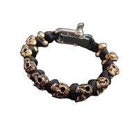 Pulsera para febrero, piedra natal de plata de ley Skul Paracord, pulsera tejida a mano para hombre, pulsera vicereina, talla única, Otro, No es una piedra preciosa