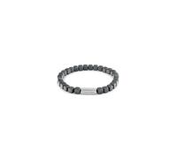 Pulsera para hombre Calvin Klein de esferas elásticas grises con placa de identidad de acero inoxidable