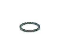 Pulsera para hombre Calvin Klein de esferas elásticas verdes con placa de identidad de acero inoxidable