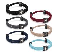 Pulsera para hombre de acero inoxidable con cruz de Jesucristo, crucifijo, pulsera ajustable con cierre de mordaza, regalo para hijo, papá, marido, hermano, confirmación, 13-27 cm