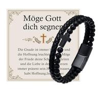 Pulsera para hombre de acero inoxidable con cruz de Jesucristo, crucifijo, pulsera ajustable con cierre de mordaza, regalo para hijo, papá, marido, hermano, confirmación, Eine Grösse, Acero inoxidable