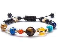 Pulsera para mujer, diseño del sistema solar, diseño del universo de los ocho planetas, estrella guardiana, pulsera de cuentas de piedra, regalo conveniente y atractivo
