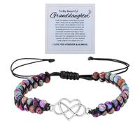 Pulsera para Nieta, Morada Aleación Amor Eterno Pulsera para Nieta de Abuela Doble Capa Pulsera de Cuentas para Nieta Pulsera Ajustable para Nieta