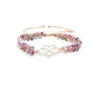 Pulsera para nieta, regalo de la abuela, un eslabón que nunca se puede deshacer, ajustable, con cuentas, nudo de piedra trenzado a mano, pulseras de corazón infinito, doble capa para mujer, regalo de