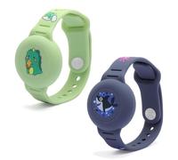 Pulsera para Niños 2 Unidades, Funda de Silicona Impermeable Antipérdida Brazalete GPS Ajustable compatibles con Apple Finders Funda para niños con Diseño de Tiburón & Dinosaurio