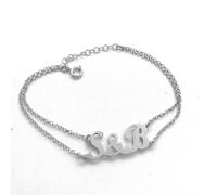 Pulsera Para Par Plata 925 Nombre O Iniciales Personalizada Doble Cadena