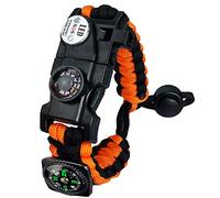 Pulsera Paracord Supervivencia España, Camuflaje Supervivencia Pulsera con Flint + Brújula + Termómetro + Silbato, para Caminatas en Canchas de Camping u Otras Actividades al Aire Libre (Naranja)