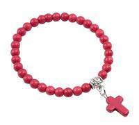 Pulsera Piedras Naturales Mujer,Pulseras Cristianas Con Cruz Y Cuentas Para Mujeres Y Hombres, Brazalete Con Crucifijo De Piedra Natural, Pulsera Ajustable De Cristal, Regalos Cristianos De Jesús Pa