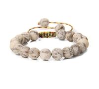 Pulsera Piedras Naturales, Pulseras De Piedra De Feldespato Mate Natural Cuentas De Piedras Preciosas De Energía Chakra Ajustable Cuerda Trenzada Colorida Pulseras Brazaletes Equilibrio Joyería De