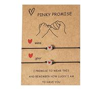 Pulsera Pinky Promise para mujeres y hombres, cuentas de la suerte, corazón de amor, pulseras de pareja para adolescentes, amistad, BFF, joyería que brilla en la oscuridad, 6.3 inches, Acrílico, Sin