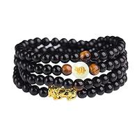 Pulsera Piyao/Riqueza de Oro de Obsidiana Negra Natural Joyería Auténtica del Zodíaco Amuleto de Cristal de Chakra Curativo Pulsera de Espíritus de la Fortuna de la Suerte Regalos para Mujeres