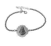 Pulsera plata Ley 925m cadena 17cm. bolas 3mm. detalle medalla Virgen del Rocío cerco calado