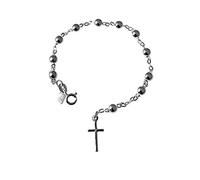 Pulsera plata ley 925m rosario 18cm. bolitas 5mm. cruz 15mm. cierre reasa mujer