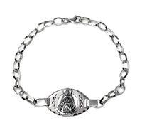 Pulsera plata Ley 925m Virgen del Rocío 18.5cm. chapa calada borde tallado cadena rolo oval maciza