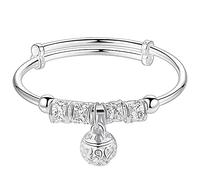 Pulsera Plata Mujer,Pulsera Chapada En Plata para Mujer Estilo Chino Hueco En Forma De Campana Brazalete De Plata Encantador Pulseras De Plata De La Amistad Mejor Amigo Regalo para Cumpleaños De Na