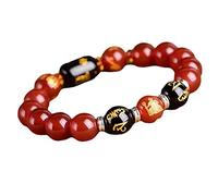 Pulsera, Pulsera auténtica de Reiki con cristales del zodiaco for protegerte los malos espíritus, regalo inspirador 12 mm(Red-12mm)