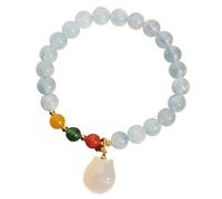 Pulsera, Pulsera con colgante de gato la suerte aguamarina natural for mujer, talismán for prosperidad, el dinero y buena (2023)