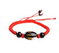 Pulsera, Pulsera de cuerda trenzada natural con mantra la suerte seis caracteres, amuleto equilibrio ágata negra for atraer dinero, prosperidad y, color rojo(Red)