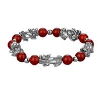 Pulsera, Pulsera de equilibrio con cuentas cristales rojos y negros granate, talismán for la prosperidad, el dinero buena suerte, 7(14)