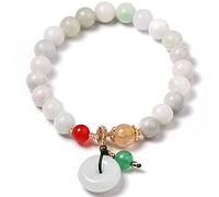 Pulsera, Pulsera de piedras preciosas naturales, jade esmeralda, cuentas 8 mm for mujer, pulsera con colgante donut y hebilla armonía, cristal Reiki chakras(Green)