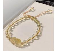Pulsera/Pulsera Feng Shui Pulsera de Cristal Citrino Natural Piedra Preciosa de Chakra Pulsera de Buena Suerte Amuleto Ajustable Atraer Riqueza Éxito académico