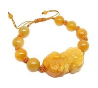 Pulsera,Pulsera Feng Shui Pulsera De Jade Amarillo Riqueza Piyao Brazalete Ajustable Pulsera De Cristal Piedras Preciosas De Chakra Atraer Dinero Prosperidad Buena Suerte Unisex