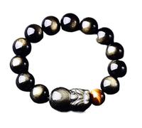 Pulsera, Pulseras de la suerte for hombres, protección contra el mal, talismán for prosperidad, dinero, joyería metafísica, 8 mm(Gold Obsidian-12mm)