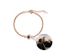 Pulsera redonda de proyección de fotos, pulsera personalizada con foto personalizada con pareja, joyería conmemorativa, regalo para mujeres y hombres, regalo fotográfico del día de San Valentín (C)
