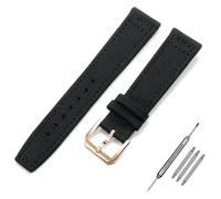 Pulsera reloj inteligente recambio, Correa de reloj de lona de nailon, correa de tela for reloj de 20mm, 21mm y 22mm, hebilla de Pin, correa de cuero de liberación rápida, correa de reloj de nailon(Bl