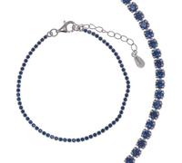 Pulsera Riviere de Plata de Ley 925 con Circonitas | Diseño Clásico Unisex | Salvatore (AZUL)