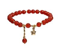Pulsera roja de color a la moda pequeña y fresca para mujer, joyería de granada para mujer, talla única, Ágata, No es una piedra preciosa