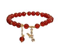 Pulsera roja de color a la moda pequeña y fresca para mujer, joyería de granada para mujer, talla única, Ágata, No es una piedra preciosa