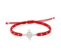 Pulsera Roja de la suerte de Protección con Tetragramatón y Nudo de Bruja, Plata 925, Cordón Ajustable, Disponible en Rojo y Negro (Roja Nudo de Bruja)