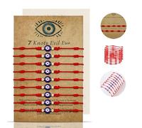 Pulsera Roja de Protección contra mal de ojo, 9 Piezas Pulseras de Mal de Ojo, Suerte y Protección, Nudos con Amuleto en Acero, Pulsera de Hilo Rojo Original, ara Suerte y Energía Positiva