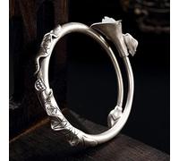 Pulsera s990 Pure Natural hetian Jade White Magnolia Flor con Incrustaciones de Hojas Pulsera de Mujer joyería