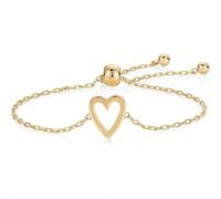 Pulsera solitaria de acero inoxidable chapada en oro con dijes de corazón a juego, pulsera de amistad de mejor amiga, ajustable, paquete de dos pulseras, pulseras para madre e hija para San Valentín