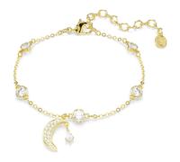 Pulsera Symbolica, Talla redonda, Luna, Blanca, Acabado en oro de 18 quilates OS