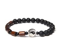 Pulsera Tai Chi Yin Yang con cuentas de madera de 6 mm de piedra natural, pulsera de equilibrio a juego para parejas, piedra de lava, 21 cm