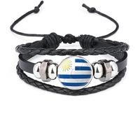 Pulsera Tejida Con La Bandera De Uruguay - Brazalete De Cuero Trenzado Punk Hombres Mujeres Pulseras Ajustable, Encanto Novedad Joyería Patriótica Textura De Fútbol Insignia Accesorios Regalo De P