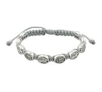 Pulsera tejida de ángel de la guarda y San Miguel Arcángel | Medallas en tono plateado | Ajustable | Gran regalo católico para la primera comunión y confirmación, Metal, Sin gemas.