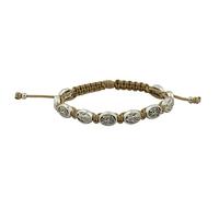 Pulsera tejida de ángel de la guarda y San Miguel Arcángel | Medallas en tono plateado | Ajustable | Gran regalo católico para la primera comunión y confirmación, Metal, Sin gemas.