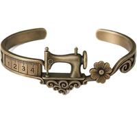 Pulsera temática de máquina de coser, joyería vintage con detalle de cinta métrica, regalo único para entusiastas de la joyería para amantes, edredones, Medio, Cobre, Sin piedra preciosa