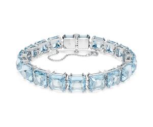 Pulsera Tennis Millenia, Talla cuadrada, Mediana, Azul, Baño de rodio OS