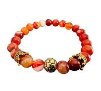 Pulsera tibetana de color rojo y naranja, cornalina, cristal natural, amuleto de la suerte, monjes tibetanos, talismán, protección, bendición, budismo, mantra sagrado, yoga, idea regalo hombre mujer