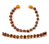 Pulsera/tobillera de ámbar báltico(Unisexo)(Cognac Raw) - 20cm long - Hecho a mano, probado en laboratorio, auténtico ámbar