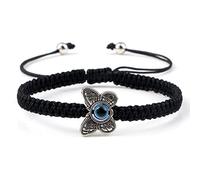 Pulsera trenzada con colgante de mariposa de hilo rojo y negro, hecha a mano, ajustable, para hombres y mujeres, para yoga, regalo de oración, color negro