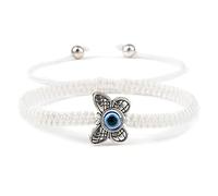 Pulsera trenzada con colgante de mariposa de hilo rojo y negro, hecha a mano, ajustable, para hombres y mujeres, para yoga, regalo de oración, color blanco