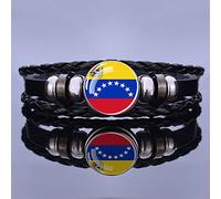 Pulsera Trenzada Con La Bandera De Venezuela - Pulseras Con Botón De Cristal De La Bandera De Venezuela, Pulsera Hecha A Mano De Moda Para Hombre Y Mujer, Pulsera Tejida Personalizada Ajustable, Acc